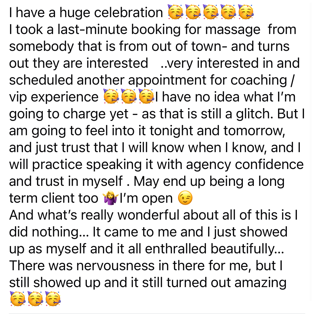 Client celebration testimonial
